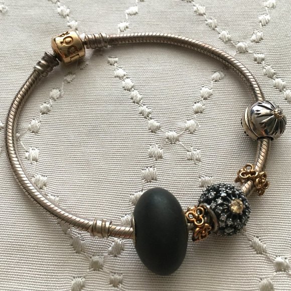 Silver and Baltic Lake Superior Beach Stone Pandora Compatible Charm - Picture 4 of 9